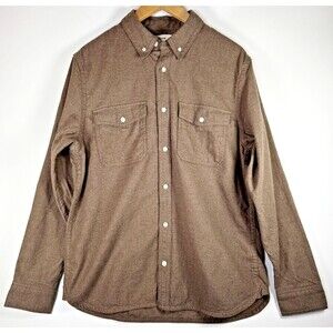 Everlane Men's Flannel Shirt L Brown Organic Cotton Long Sleeve Button Down